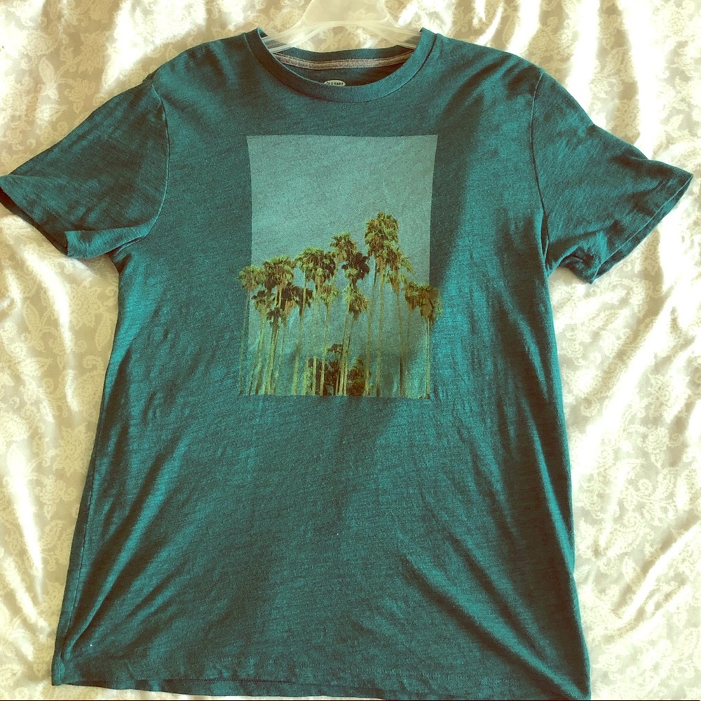 Teal Palm trees shirt